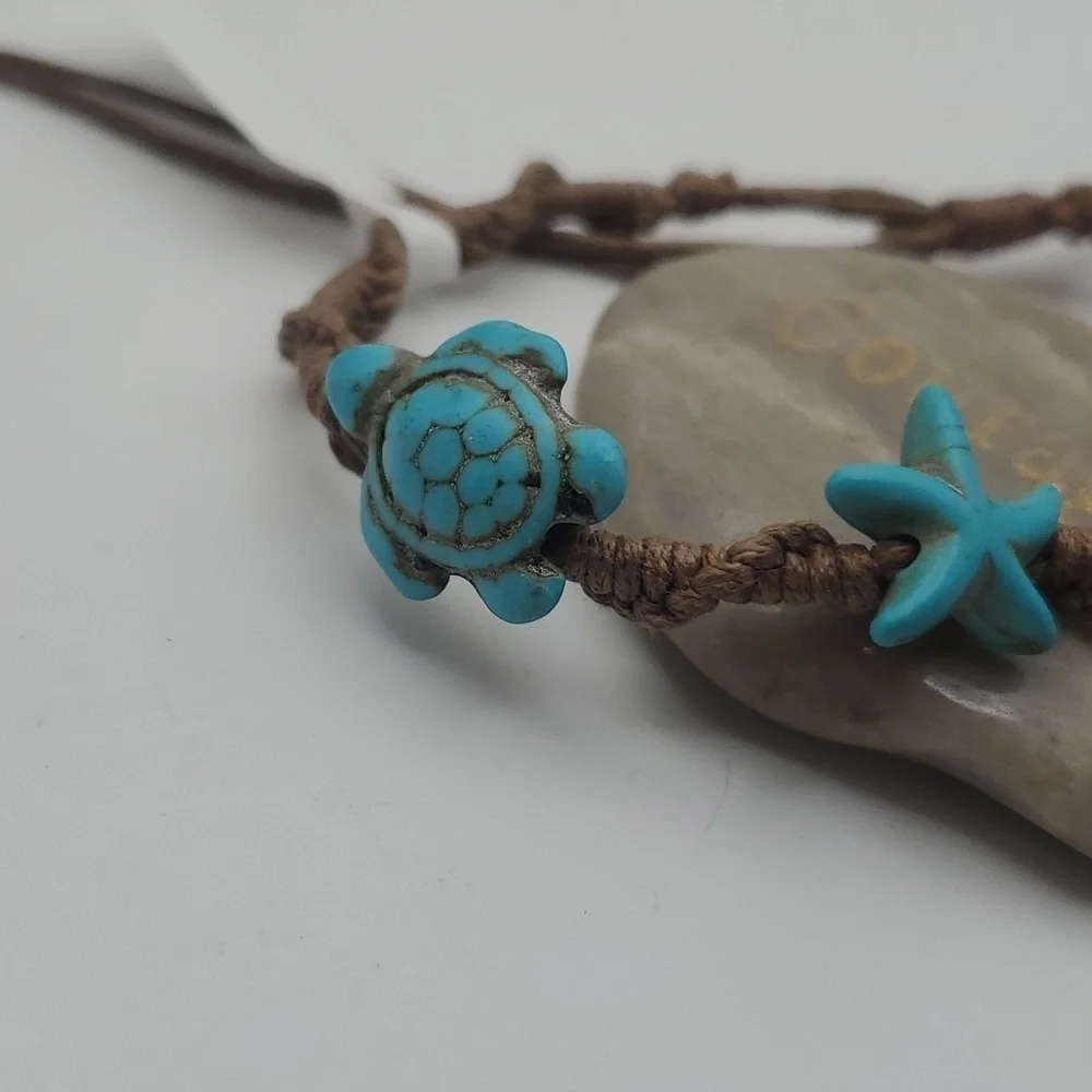 Nautical‎ turquoise sea turtles bracelet B1838